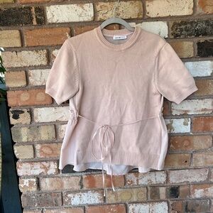 ADEAM Mixed Media Blush Pink Sweater
